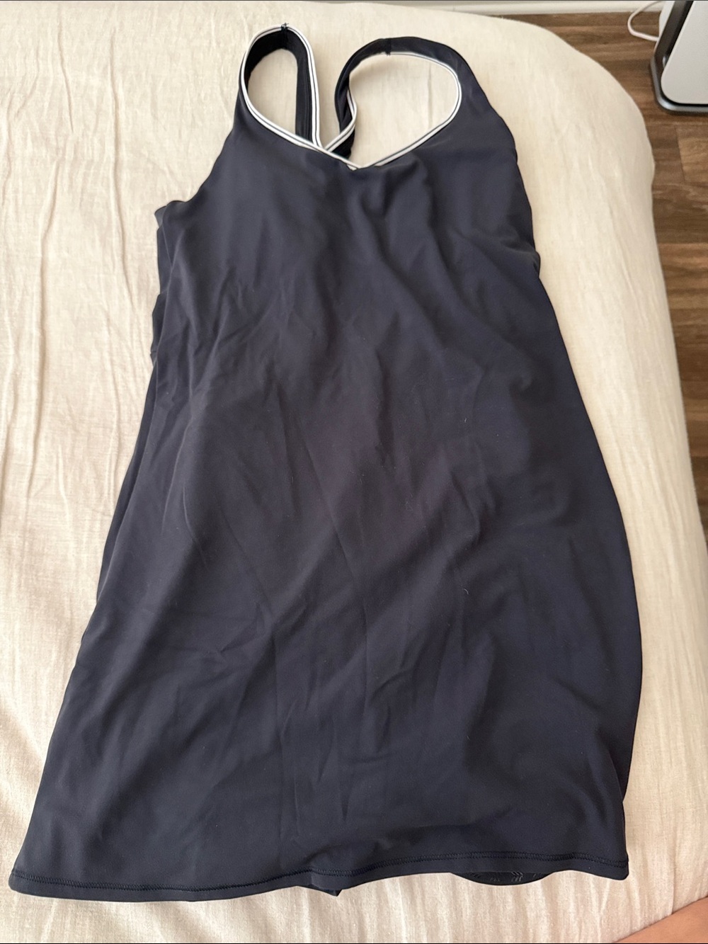 Navy Athletic Tank Dress with Contrast Trim